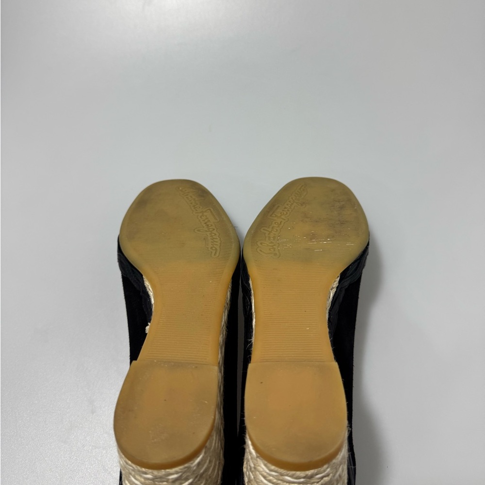 Ferragamo Svelte Wedges Suede Black Women’s Size 6 - Picture 7 of 8